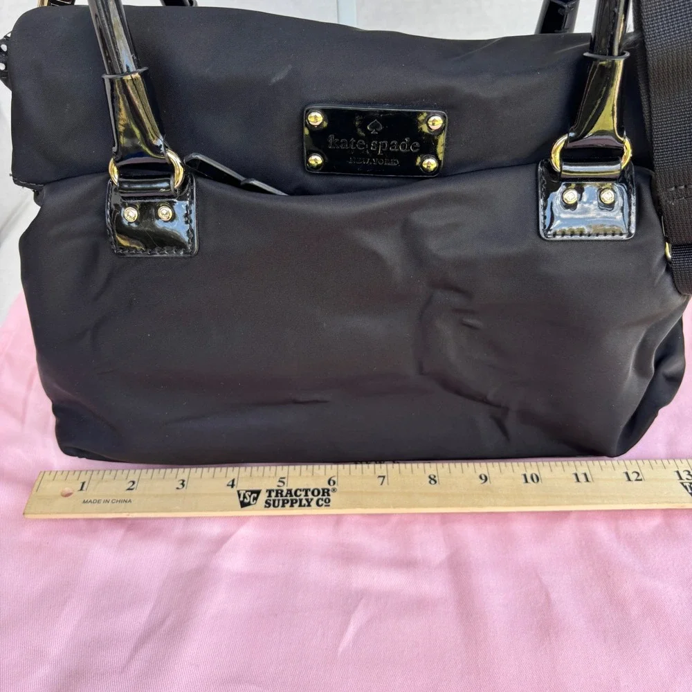 Kate Spade New York Black Nylon Carmen Leather Trim Shoulder Bag Crossbody Purse